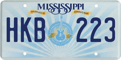 MS license plate HKB223