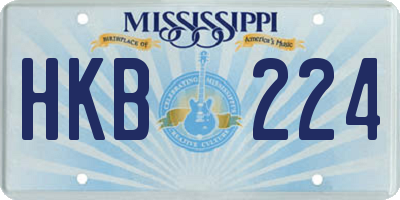MS license plate HKB224