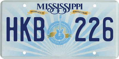 MS license plate HKB226