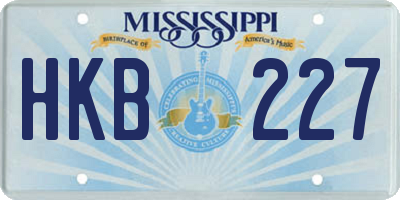 MS license plate HKB227