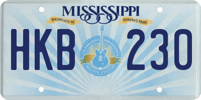 MS license plate HKB230