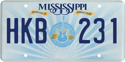 MS license plate HKB231