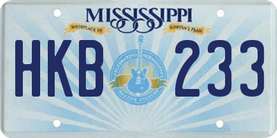 MS license plate HKB233