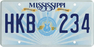 MS license plate HKB234