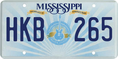 MS license plate HKB265