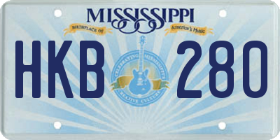 MS license plate HKB280