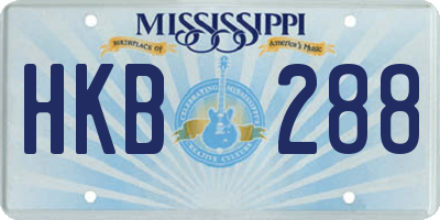 MS license plate HKB288