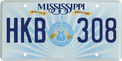MS license plate HKB308