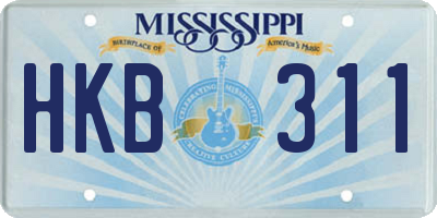 MS license plate HKB311