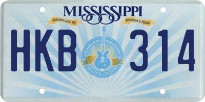 MS license plate HKB314
