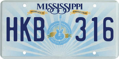 MS license plate HKB316