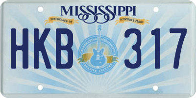 MS license plate HKB317