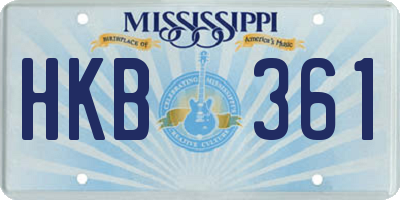 MS license plate HKB361