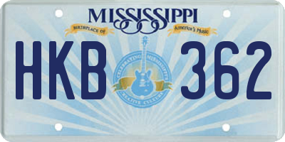 MS license plate HKB362