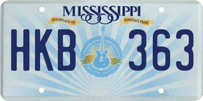 MS license plate HKB363
