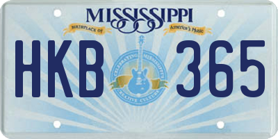 MS license plate HKB365