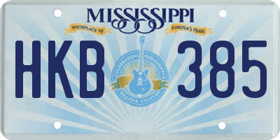 MS license plate HKB385