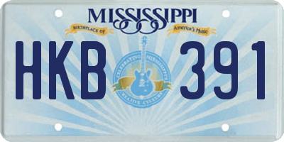 MS license plate HKB391