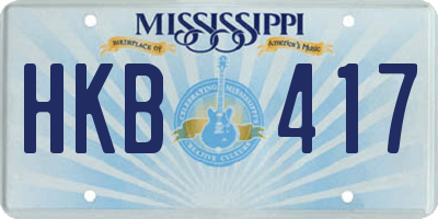 MS license plate HKB417
