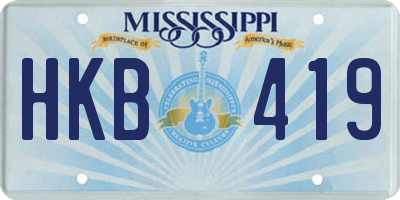 MS license plate HKB419