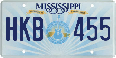 MS license plate HKB455