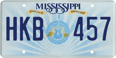 MS license plate HKB457