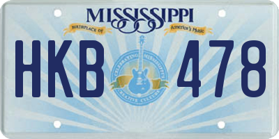 MS license plate HKB478