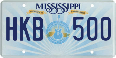 MS license plate HKB500