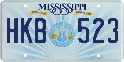 MS license plate HKB523