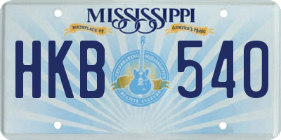 MS license plate HKB540