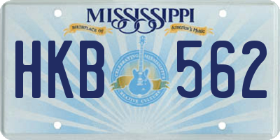 MS license plate HKB562