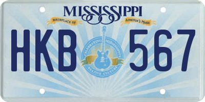 MS license plate HKB567