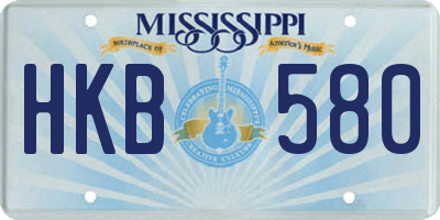 MS license plate HKB580
