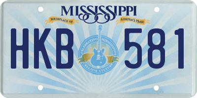 MS license plate HKB581