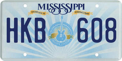 MS license plate HKB608
