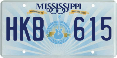 MS license plate HKB615