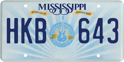 MS license plate HKB643