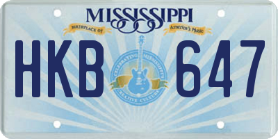 MS license plate HKB647
