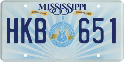 MS license plate HKB651