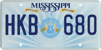 MS license plate HKB680