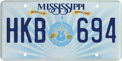 MS license plate HKB694