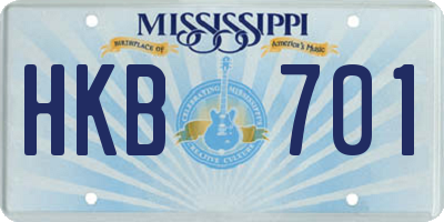 MS license plate HKB701