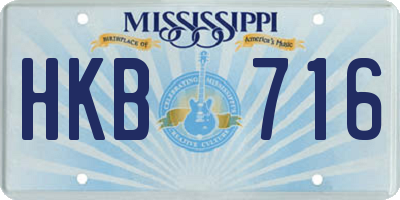 MS license plate HKB716