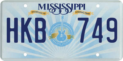 MS license plate HKB749