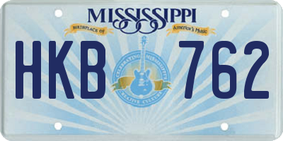 MS license plate HKB762