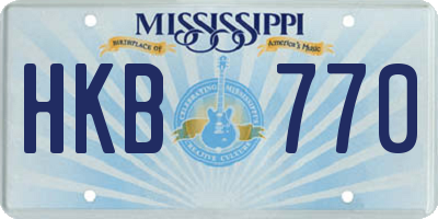 MS license plate HKB770