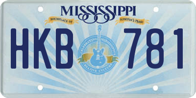 MS license plate HKB781