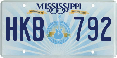MS license plate HKB792