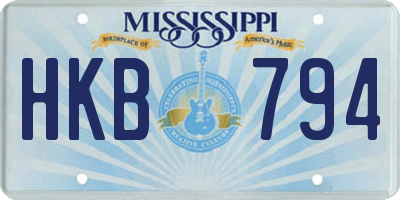MS license plate HKB794