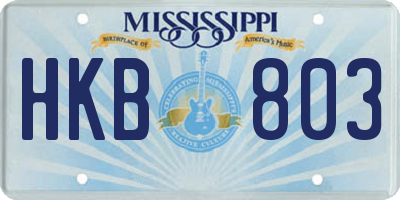 MS license plate HKB803